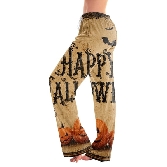 Halloween Lounge Pants for Women Old Castle Print Stretch Casual Elastic Waist Pajama Bottoms