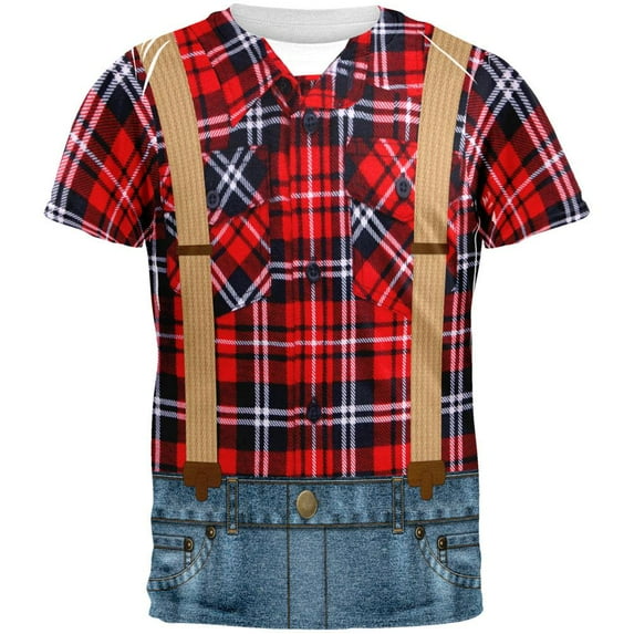 Halloween Lumberjack Costume All Over Adult T-Shirt - 2X-Large