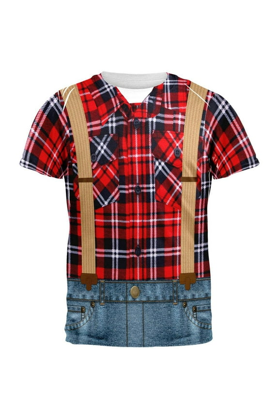 Halloween Lumberjack Costume All Over Adult T-Shirt - Medium
