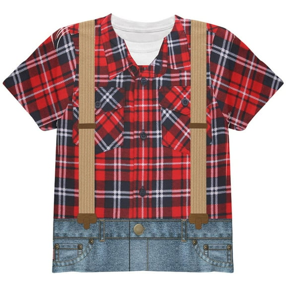 Halloween Lumberjack Costume All Over Youth T Shirt Multi YLG