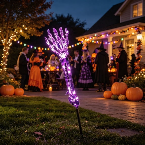 Halloween Luminous Ghost Hand Lamp – Ground Insertion Skull Decor,Purple