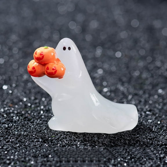 Halloween Luminous Mini Figures, Glow in The Dark Tiny Resin Miniatures for Party Favors, Bag Fillers, Garden, Dollhouse Decor (White) 1.49x1.25"