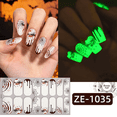 thumbnail image 1 of Halloween Luminous Nail Stickers, Dark Gothic Nail Art Decals, Glow-in-the-Dark Ghost Skull Scarf Nail Wraps, Self-adhesive Manicure Accessories for Halloween Party Nail Art Decoration, 1 of 6