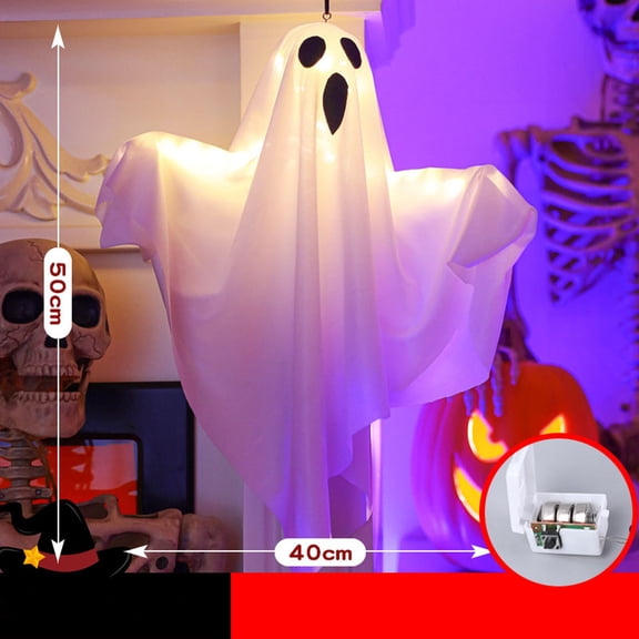 Halloween Luminous Pendant Decoration, 40x50cm Light-Up Hanging Ornament with 3 Modes for Indoor Outdoor Home Party Decor, Foldable Polyester Ghost Prop