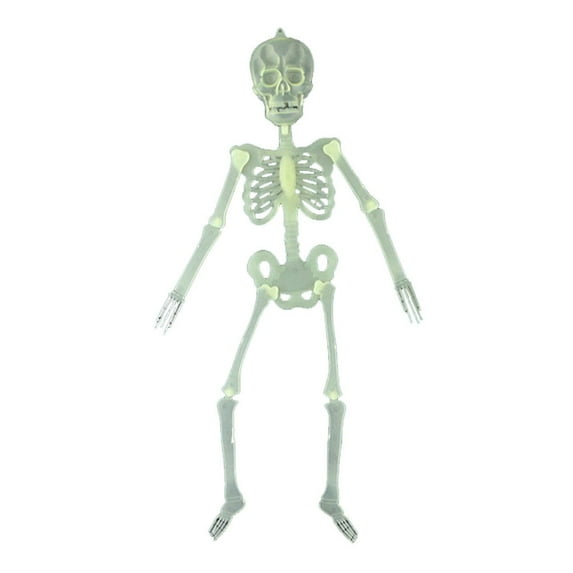 Halloween Luminous Skeleton Decorations, 1ft Full Body Glow-in-The-Dark Skeleton Rotatable Skeleton Hanging Decors for Halloween Party Haunted House Outdoor Decor