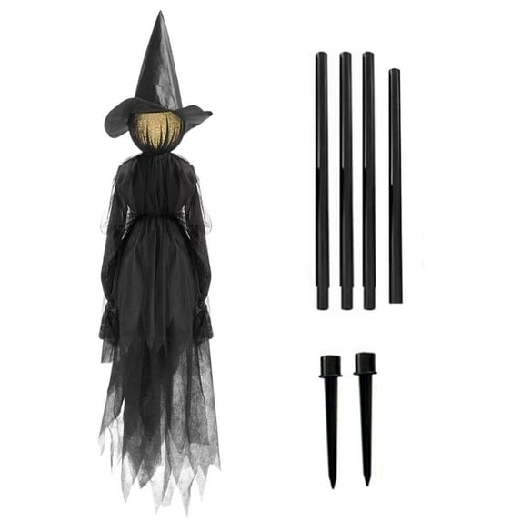 Halloween Luminous Witches Holding Hands,Outdoor Halloween Decoration Light-Up Witches with Stakes,Voice Control Witch Glowing Head Waterproof Life Size for Home Lawn Yard Party Decor