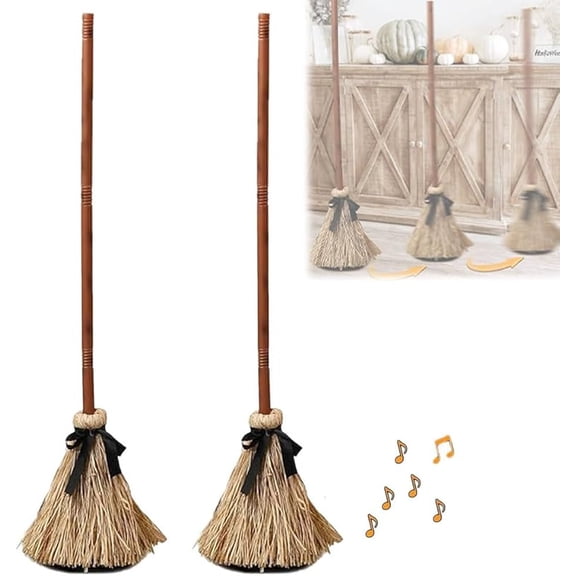 Halloween Magic Broom, Floating Witch's Broom –Haunted Dancing Brooms, Magical Animated Halloween Brooms That Moves, Haunted Sounds Moving Animated Broomstick, Party Decorations