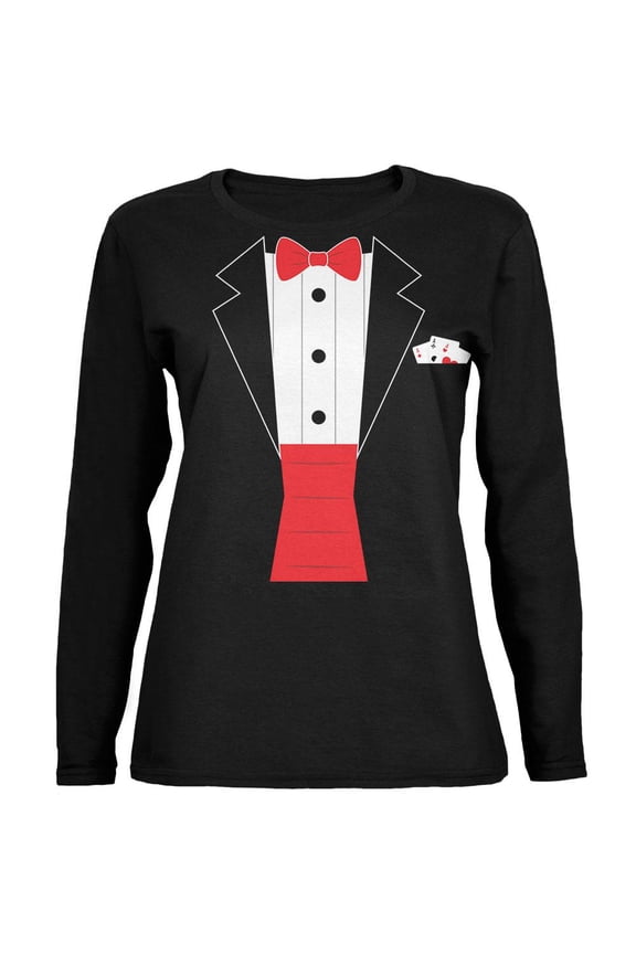 Halloween Magic Magician Costume Ladies' Relaxed Jersey Long-Sleeve Tee Black SM