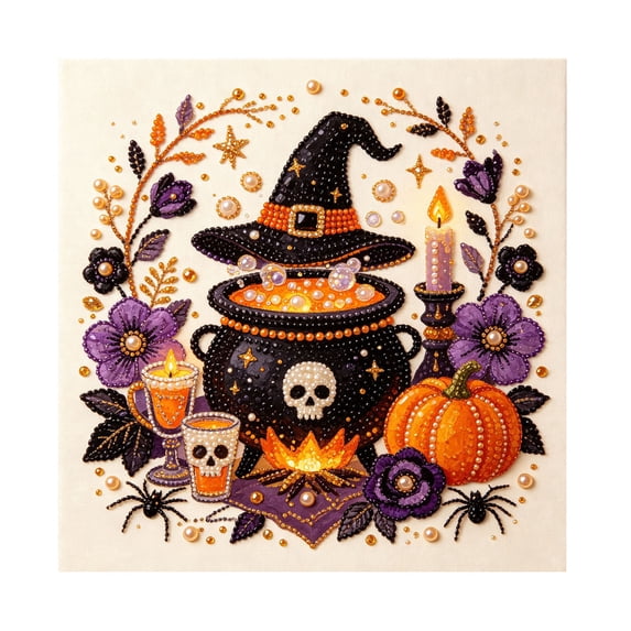 Halloween Magic Potion & Hat Pearl Art DIY Kit,Spooky Cute 3D Diamond Painting Crafts for Adults, Beginner DIY Fall Home Decor Wall Art, Beginner DIY Seasonal Party Gift