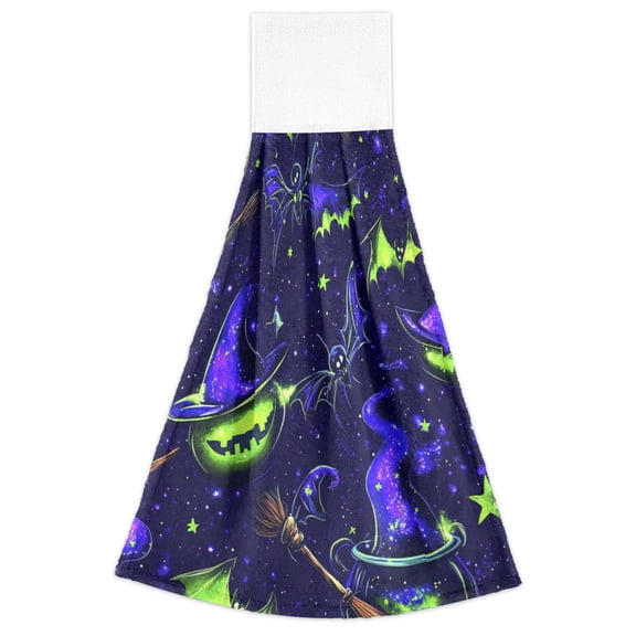 Halloween Magic Theme 2 Pack 14''x18'' Hand Towels Soft Coral Fleece Quick Dry Hook and Loop for Kitchen Bathroom