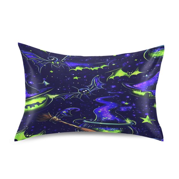 Halloween Magic Theme Satin Pillowcase 20''x26'' Double-Sided Print Soft Wrinkle Resistant