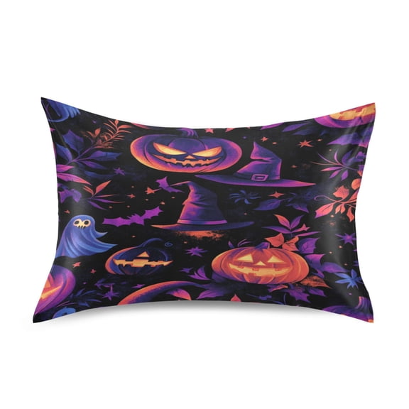 Halloween Magic Theme Satin Pillowcase 20''x26'' Double-Sided Print Soft Wrinkle Resistant