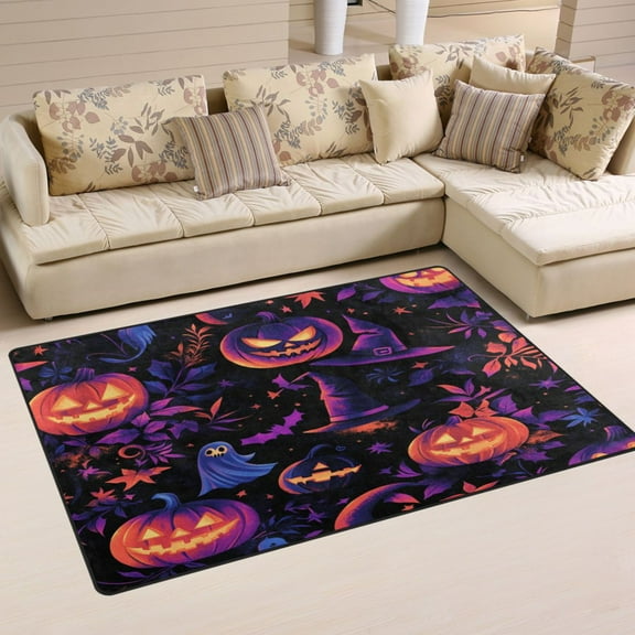 Halloween Magic Theme Soft Polyester Area Rug 31''x20'', Non Slip, Memory Foam, Water Absorbent