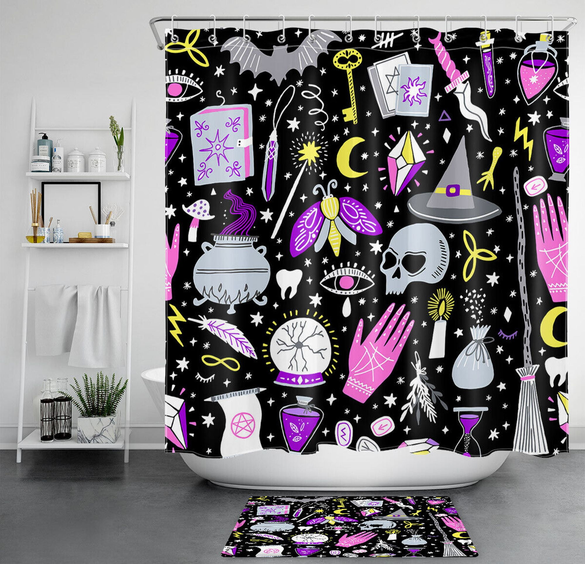Halloween Magic Witch Witchcraft Shower Curtain Sets Bathroom Decor w ...