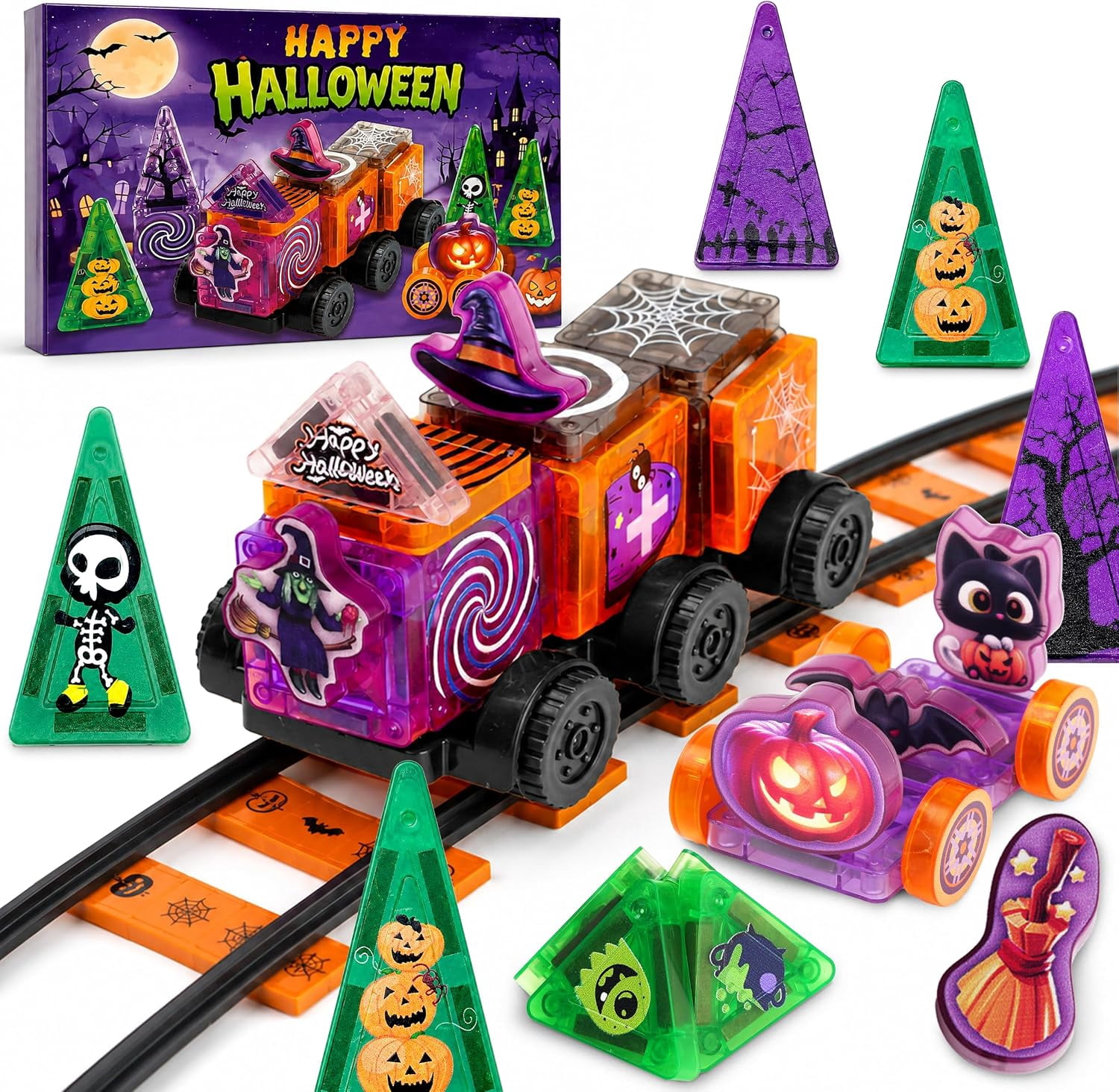 Halloween Magnetic Tiles Advent Calendar 2026 STEM Building Toys for ...