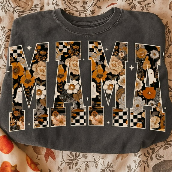 Halloween Mama Shirt Funny Halloween Mom Shirt, Ghost Floral Shirt Spooky Mama Coquette Mom Halloween Scary Spooky Mama Checkered Popular