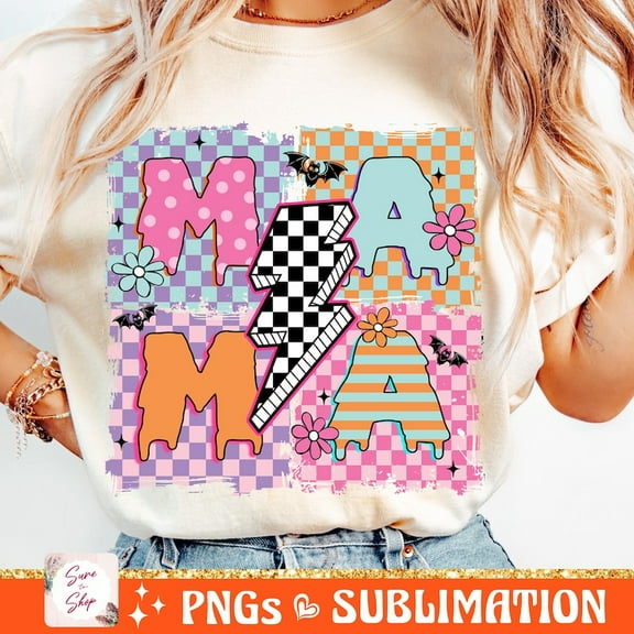 Halloween Mama T-shirt, Halloween Mom Shirt, Halloween Shirt, Checkered Shirt, Spooky Mama Shirt, Retro Mama 190613