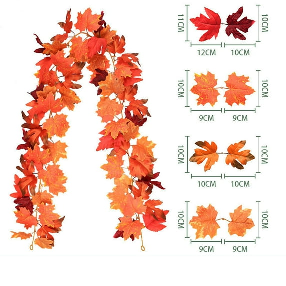 Sahpxhe Halloween Maple Leaf Garlands Rattan Decor Hanging Wall, Realistic Waterproof Artificial Garland for Home Halloween Thanksgiving Indoor and Outdoor Use 68.9Inch Multicolor