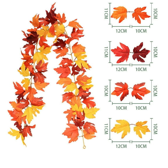 Sahpxhe Halloween Maple Leaf Garlands Rattan Decor Hanging Wall, Realistic Waterproof Artificial Garland for Home Halloween Thanksgiving Indoor and Outdoor Use 68.9Inch Multicolor