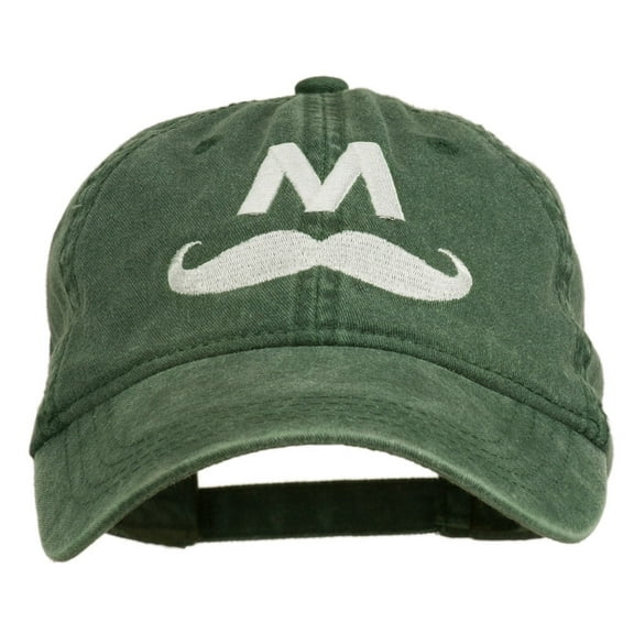 Halloween Mario M Mustache Embroidered Washed Cap - Dark Green OSFM