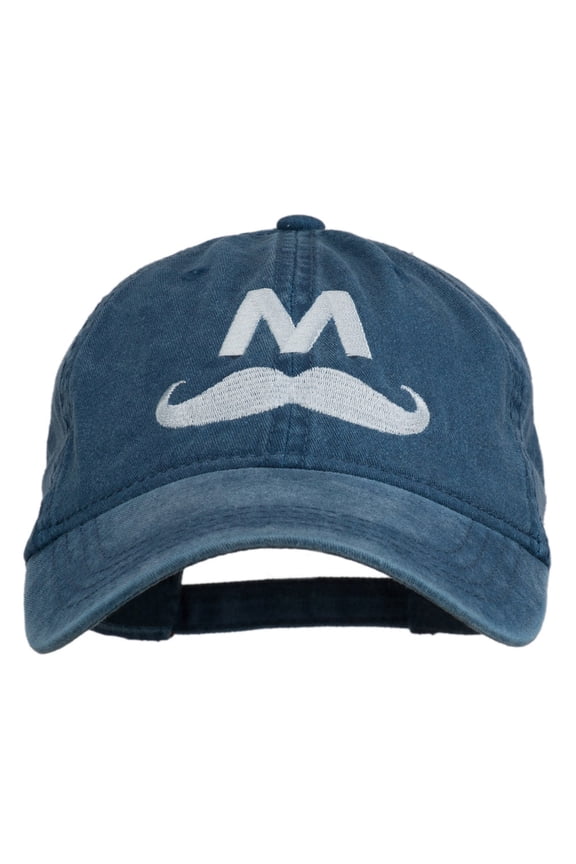 Halloween Mario M Mustache Embroidered Washed Cap - Navy OSFM