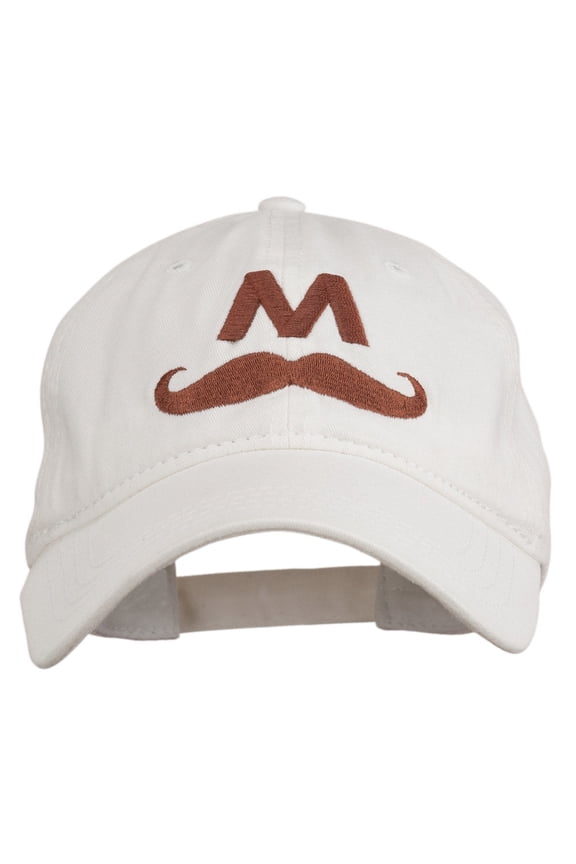 Halloween Mario M Mustache Embroidered Washed Cap - White OSFM
