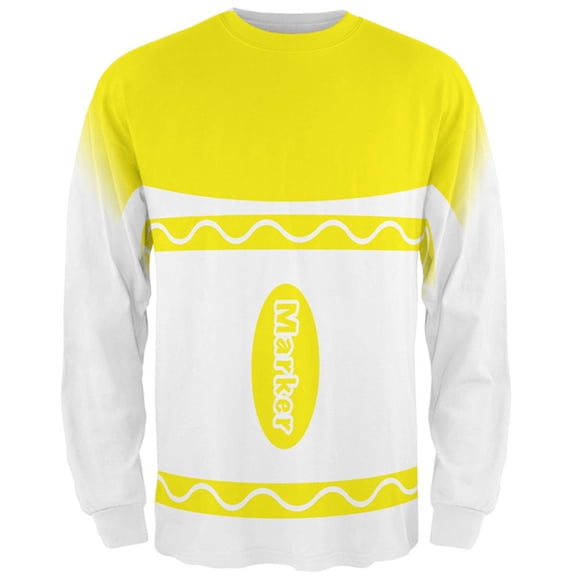 Halloween Marker Costume Yellow All Over Mens Long Sleeve T Shirt Multi SM