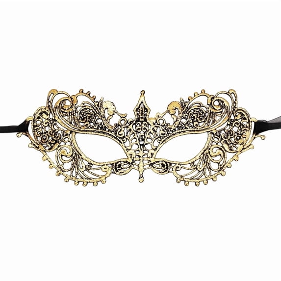 Halloween Mask Gold Lace Half Face Mask, Elegant Pointed Design Masquerade Mask Costume Accessory for Halloween Party, Carnival Event Decoration and Festival Celebration