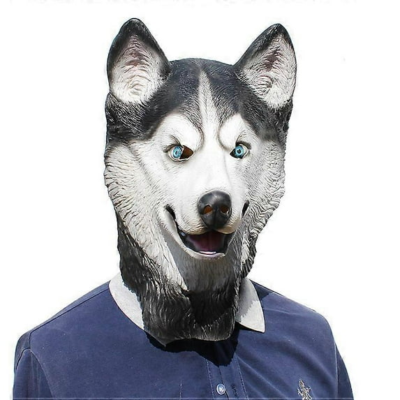 Halloween Mask, Husky Dog Latex Animal Head Mask Novelty Costume Rubber Masks, Halloween Carnival Party Tricky Funny Cos Mask Dog Pet Dog Latex Mask(H
