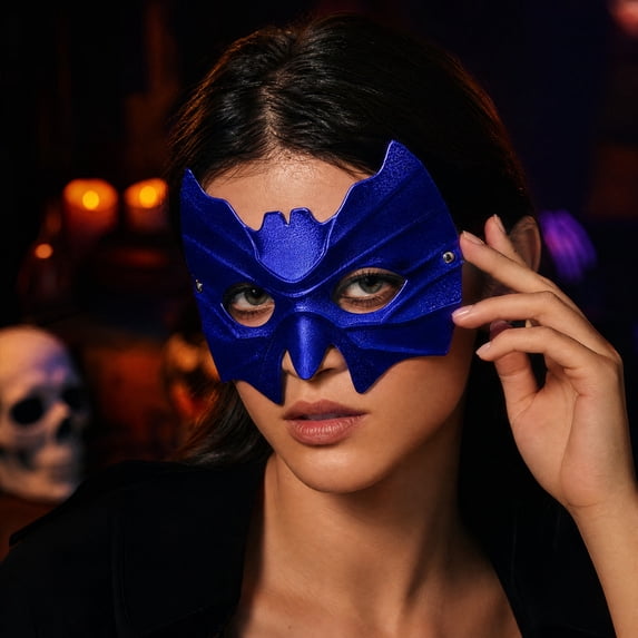 Halloween Mask Masquerade Mask 7 Inch Scary Mask Half Face Mask Accessory for Masquerade Party Dark Blue, 1 Pack