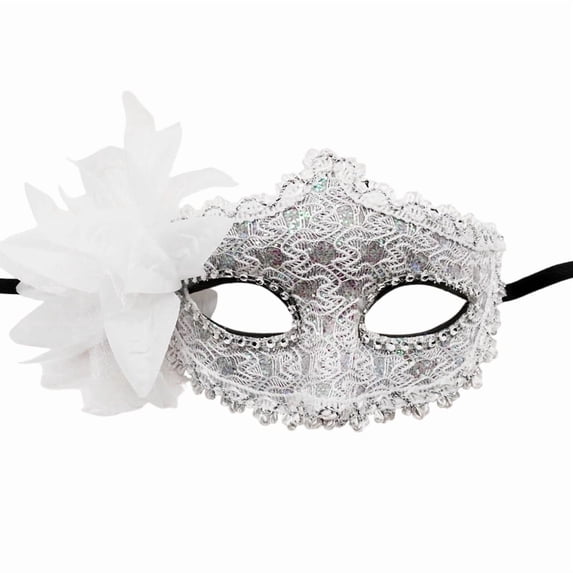 Halloween Mask Rose Lace Side Flower Mask, Elegant Half Face Masquerade Mask Costume Accessory for Halloween Party, Carnival Event and Festival Decoration