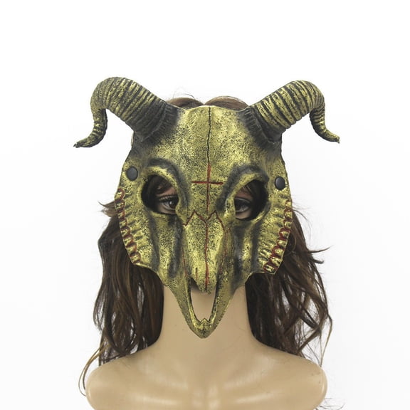 Halloween Mask, Scary Halloween Decorations, Halloween Decor, Haunted House Decor, Vintage Finish Goat Ram Mask for Rave Photo Props Haunted Scene Display