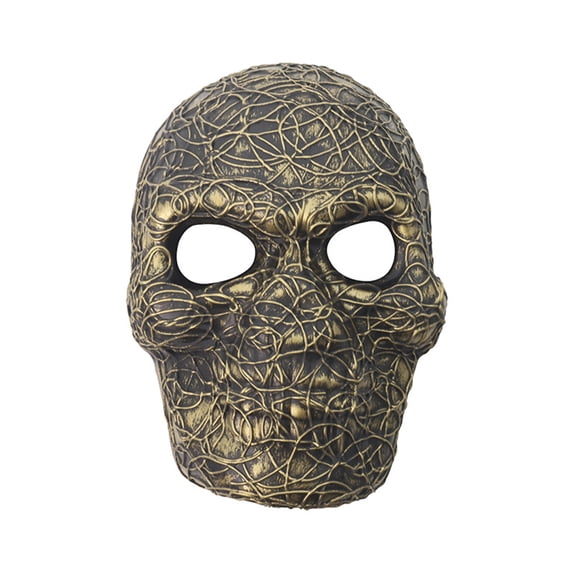 Halloween Mask Scary Mask 9 Inch Gold Masquerade Mask Skeleton Full Face Mask for Masquerade Party Halloween Party Decor, 1 Pack