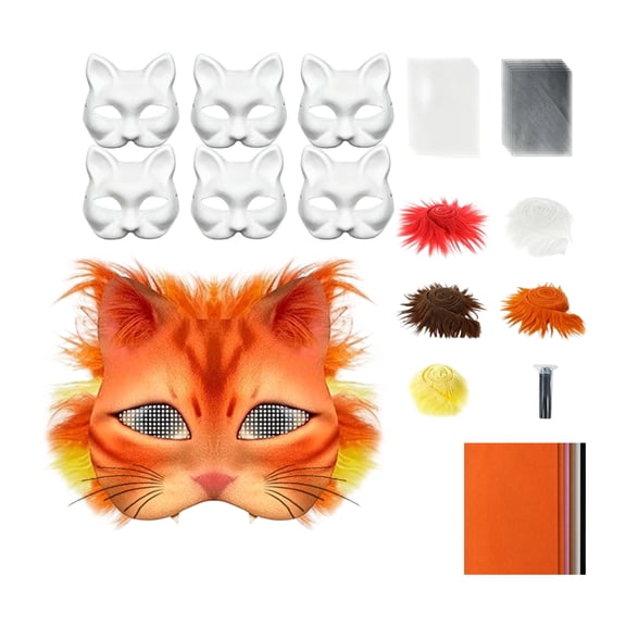 Halloween Mask Set Diy Cat Mask Craft Kit For Cosplay Costume Party Decoration 71 Pieces Total