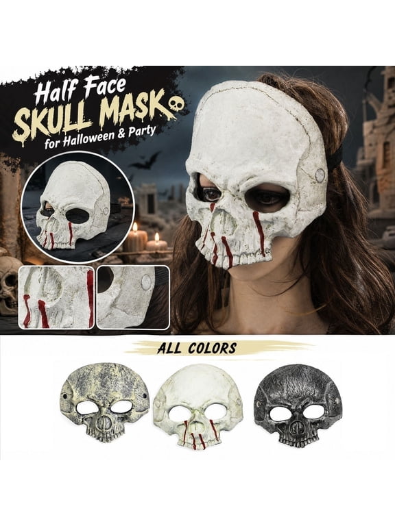 Halloween Mask, Skull Face Mask, Mask, Spooky Party Decoration, Made of Lightweight Breathable Foam, 9X8 in Bone Texture Half Mask for Gothic Events and Themed Gatherings