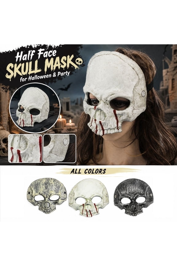 Halloween Mask, Skull Face Mask, Mask, Spooky Party Decoration, Made of Lightweight Breathable Foam, 9X8 in Bone Texture Half Mask for Gothic Events and Themed Gatherings