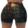 Halloween Mask Wall Workout Shorts for Women Gym Yoga Running Athletic