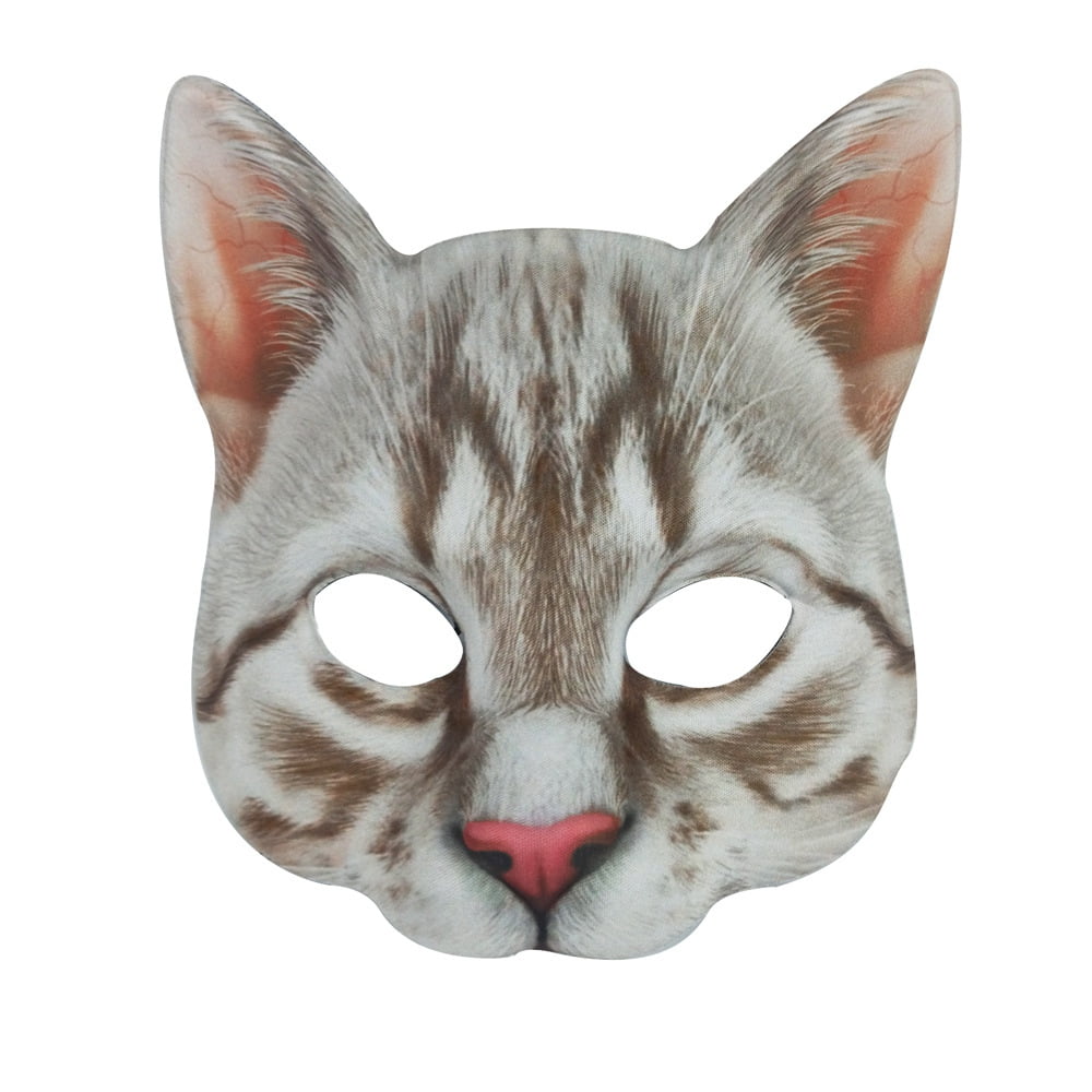 Unhappy White Cat Mask Halloween Costume Party Novelty Animal