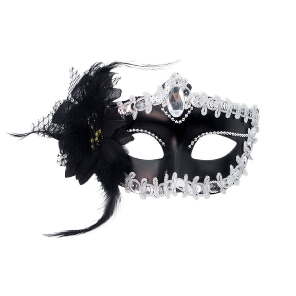 Halloween, Masquerade Mask for Women, Masquerade Eye Mask with Flower, Rhinestone Masquerade Mask, Lightweight 8X4 Inch Half Face Lace Masquerade Mask Perfect for Events, Themed