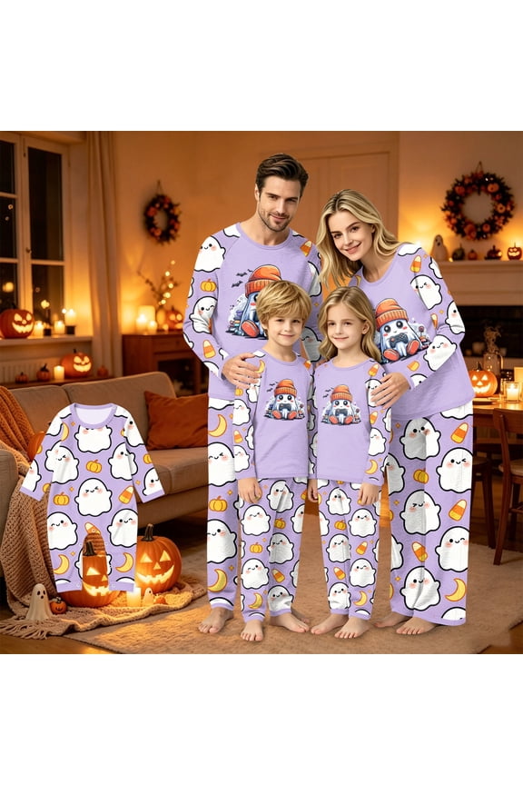 Halloween Matching Family Pajamas, Halloween Family Matching Pajamas Set, Gamer Ghost Controller Long Sleeve Sleepwear,Graphic Loungewear,Fun Holiday Nightwear for Parties & Gatherings, 9 M