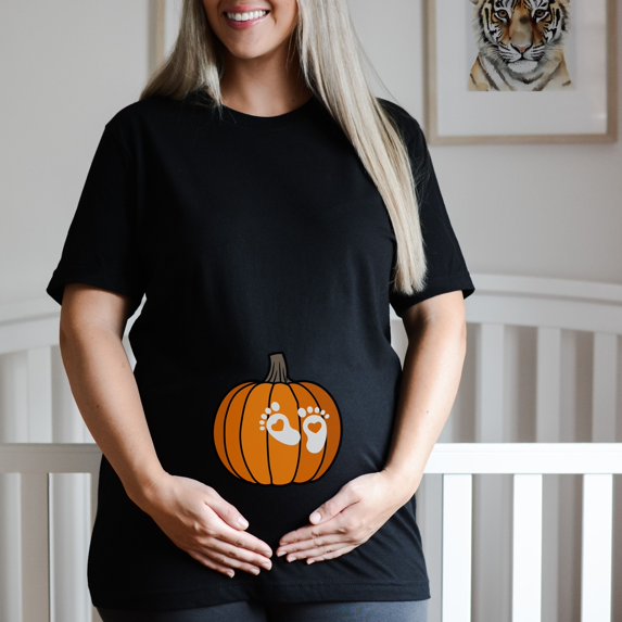 Halloween Maternity Shirt, Pumpkin baby feet Maternity Shirt, Halloween Pregnant Gift, Halloween Costume Pregnant, Pumpkin Pregnancy