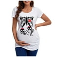 thumbnail image 1 of Halloween Maternity Shirt for Women Short Sleeve Floral Ruched Sides Tees Crewneck Casual Mama Pregnancy Blouses, 1 of 3