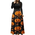 thumbnail image 1 of Halloween Maxi Dress for Women, Ghost Pumpkin Print Long Sleeve A-line Dress, Spooky Fall Party Costume Dress, 1 of 4