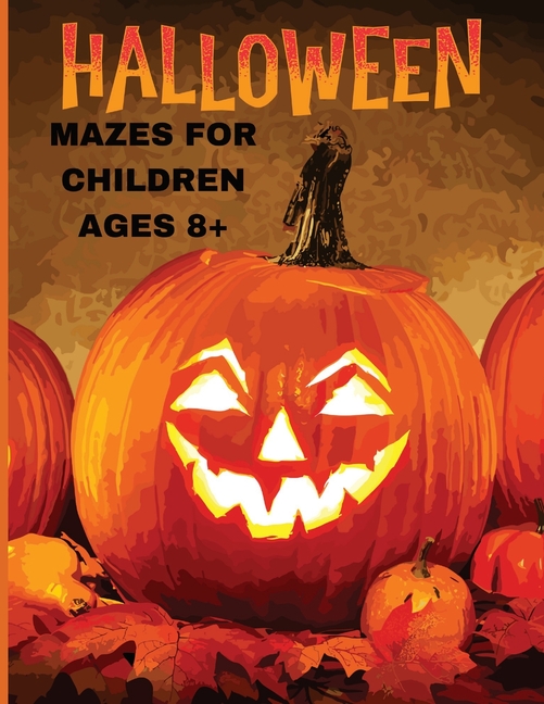 Halloween Mazes for Children ages 8+: 50 Halloween-themed mazes with solution, (Paperback)
