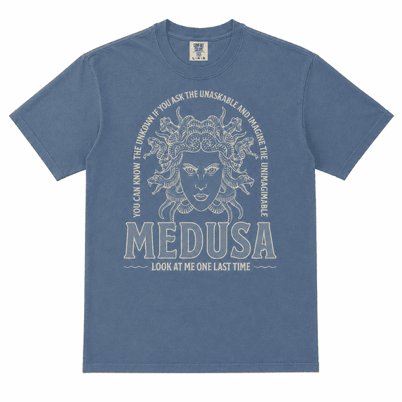 Halloween Medusa Graphic T-Shirt, Mythology Snake Head Design Tee, Spooky Gothic Monster Shirt