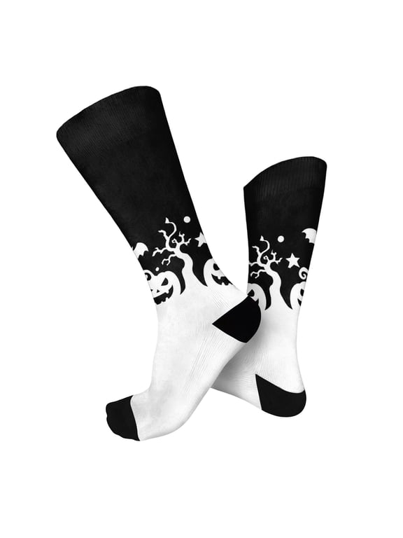Halloween Men Women Soft Stretch Socks Halloween Pumpkin Pattern Mid Calf Socks Everyday Outdoor Socks