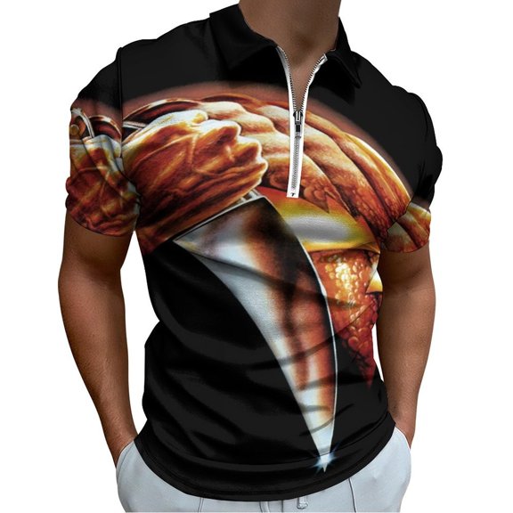 Halloween Men Zipper T-shirt Summer Casual Short Sleeve T-shirt Top