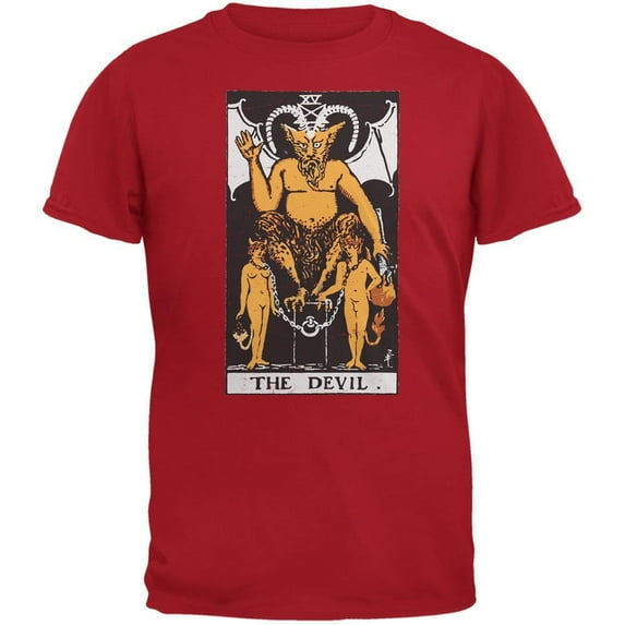 Halloween Men's Devil Tarot Card Red Short Sleeve T Shirt