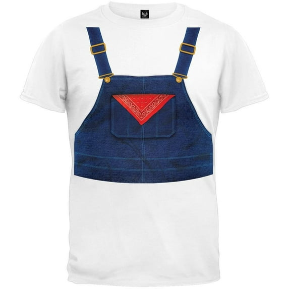 Halloween Men's Farmer Overalls Costume Short Sleeve T Shirt