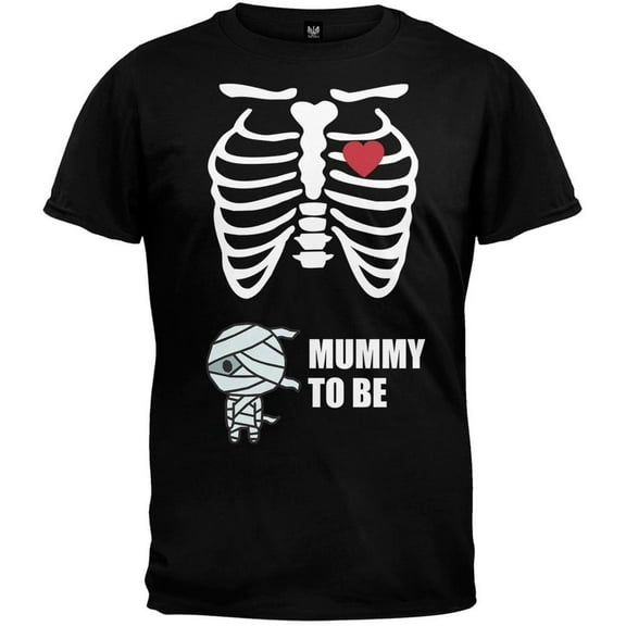 Halloween Men's Mummy To Be Pregnant Skeleton Costume Short Sleeve Graphic Tee